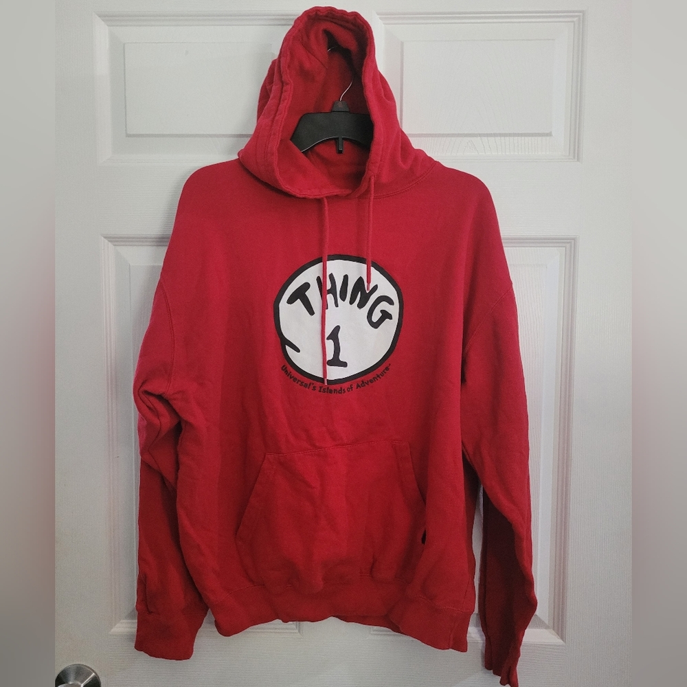 Men XL Universal Studios Florida Orlando Dr. Seuss Thing 1 Pullover Sweater Red